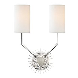 Nástěnné svítidlo BORLAND ocel/hedvábí nikl/bílá E14 2x40W - HUDSON VALLEY Obrázek pro produkt Nástěnné svítidlo BORLAND ocel/hedvábí nikl/bílá E14 2x40W - HUDSON VALLEY
