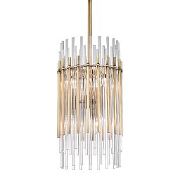 Závěsné svítidlo WALLIS ocel/sklo staromosaz/čirá E14 6x40W - HUDSON VALLEY Obrázek pro produkt Závěsné svítidlo WALLIS ocel/sklo staromosaz/čirá E14 6x40W - HUDSON VALLEY