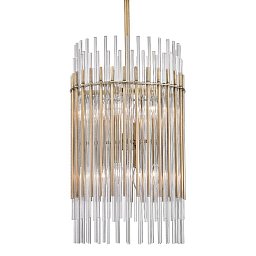 Závěsné svítidlo WALLIS ocel/sklo staromosaz/čirá E14 8x40W - HUDSON VALLEY Obrázek pro produkt Závěsné svítidlo WALLIS ocel/sklo staromosaz/čirá E14 8x40W - HUDSON VALLEY