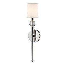 Nástěnné svítidlo ROCKLAND ocel/hedvábí nikl/bílá E14 1x40W - HUDSON VALLEY Obrázek pro produkt Nástěnné svítidlo ROCKLAND ocel/hedvábí nikl/bílá E14 1x40W - HUDSON VALLEY