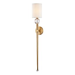 Nástěnné svítidlo ROCKLAND ocel/hedvábí staromosaz/bílá E14 1x40W - HUDSON VALLEY Obrázek pro produkt Nástěnné svítidlo ROCKLAND ocel/hedvábí staromosaz/bílá E14 1x40W - HUDSON VALLEY