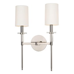 Nástěnné svítidlo AMHERST ocel/hedvábí nikl/bílá E14 2x40W - HUDSON VALLEY Obrázek pro produkt Nástěnné svítidlo AMHERST ocel/hedvábí nikl/bílá E14 2x40W - HUDSON VALLEY