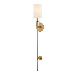 Nástěnné svítidlo AMHERST ocel/hedvábí staromosaz/bílá E14 1x40W - HUDSON VALLEY Obrázek pro produkt Nástěnné svítidlo AMHERST ocel/hedvábí staromosaz/bílá E14 1x40W - HUDSON VALLEY