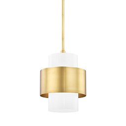 Závěsné svítidlo CORINTH ocel/sklo staromosaz/opál E27 1x13W - HUDSON VALLEY Obrázek pro produkt Závěsné svítidlo CORINTH ocel/sklo staromosaz/opál E27 1x13W - HUDSON VALLEY