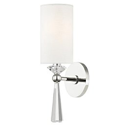 Nástěnné svítidlo BIRCH ocel/textil nikl/bílá E14 1x60W - HUDSON VALLEY Obrázek pro produkt Nástěnné svítidlo BIRCH ocel/textil nikl/bílá E14 1x60W - HUDSON VALLEY