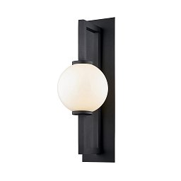 Venkovní nástěnné svítidlo DARWIN hliník/sklo černá/opál E27 1x60W - HUDSON VALLEY (Troy) Obrázek pro produkt Venkovní nástěnné svítidlo DARWIN hliník/sklo černá/opál E27 1x60W - HUDSON VALLEY (Troy)
