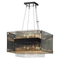 Závěsné svítidlo APOLLO kov/sklo bronz/chrom/kouřová E14 8x40W - HUDSON VALLEY (Troy) Obrázek pro produkt Závěsné svítidlo APOLLO kov/sklo bronz/chrom/kouřová E14 8x40W - HUDSON VALLEY (Troy)