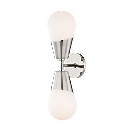 Nástěnné svítidlo CORA ocel/sklo nikl/bílá E27 2x40W - HUDSON VALLEY (Mitzi) Obrázek pro produkt Nástěnné svítidlo CORA ocel/sklo nikl/bílá E27 2x40W - HUDSON VALLEY (Mitzi)