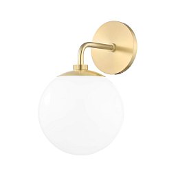Nástěnné svítidlo STELLA ocel/sklo staromosaz/bílá E27 1x40W - HUDSON VALLEY (Mitzi) Obrázek pro produkt Nástěnné svítidlo STELLA ocel/sklo staromosaz/bílá E27 1x40W - HUDSON VALLEY (Mitzi)
