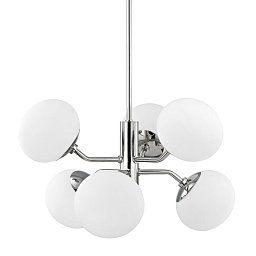 Závěsné svítidlo ESTEE ocel/sklo nikl/bílá E27 6x40W - HUDSON VALLEY (Mitzi) Obrázek pro produkt Závěsné svítidlo ESTEE ocel/sklo nikl/bílá E27 6x40W - HUDSON VALLEY (Mitzi)
