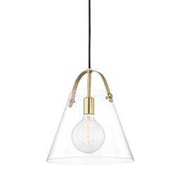 Závěsné svítidlo KARIN ocel/sklo staromosaz/čirá E27 1x60W - HUDSON VALLEY (Mitzi) Obrázek pro produkt Závěsné svítidlo KARIN ocel/sklo staromosaz/čirá E27 1x60W - HUDSON VALLEY (Mitzi)