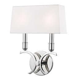 Nástěnné svítidlo GWEN ocel/hedvábí nikl/bílá E14 2x40W - HUDSON VALLEY (Mitzi) Obrázek pro produkt Nástěnné svítidlo GWEN ocel/hedvábí nikl/bílá E14 2x40W - HUDSON VALLEY (Mitzi)