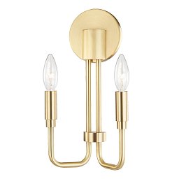 Nástěnné svítidlo BRIGITTE ocel staromosaz E14 2x8W - HUDSON VALLEY (Mitzi) Obrázek pro produkt Nástěnné svítidlo BRIGITTE ocel staromosaz E14 2x8W - HUDSON VALLEY (Mitzi)