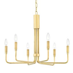 Závěsné svítidlo BRIGITTE ocel staromosaz E14 6x8W - HUDSON VALLEY (Mitzi) Obrázek pro produkt Závěsné svítidlo BRIGITTE ocel staromosaz E14 6x8W - HUDSON VALLEY (Mitzi)