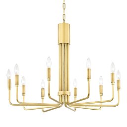 Závěsné svítidlo BRIGITTE ocel staromosaz E14 10x8W - HUDSON VALLEY (Mitzi) Obrázek pro produkt Závěsné svítidlo BRIGITTE ocel staromosaz E14 10x8W - HUDSON VALLEY (Mitzi)