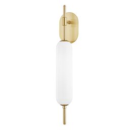 Nástěnné svítidlo Miley ocel/sklo staromosaz/opál E27 1x6W - HUDSON VALLEY (Mitzi) Obrázek pro produkt Nástěnné svítidlo Miley ocel/sklo staromosaz/opál E27 1x6W - HUDSON VALLEY (Mitzi)