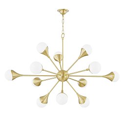 Závěsné svítidlo ARIANA ocel/sklo staromosaz/opál G9 12x6W - HUDSON VALLEY (Mitzi) Obrázek pro produkt Závěsné svítidlo ARIANA ocel/sklo staromosaz/opál G9 12x6W - HUDSON VALLEY (Mitzi)