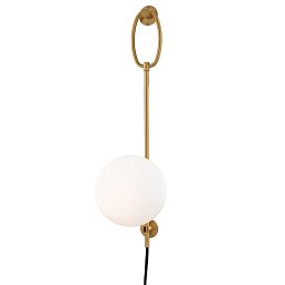 Nástěnné svítidlo GINA ocel/sklo staromosaz/opál E27 1x8W - HUDSON VALLEY (Mitzi) Obrázek pro produkt Nástěnné svítidlo GINA ocel/sklo staromosaz/opál E27 1x8W - HUDSON VALLEY (Mitzi)