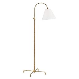 Stojací lampa CURVES NO. 1 ocel/textil staromosaz/bílá E27 1x40W - HUDSON VALLEY Obrázek pro produkt Stojací lampa CURVES NO. 1 ocel/textil staromosaz/bílá E27 1x40W - HUDSON VALLEY
