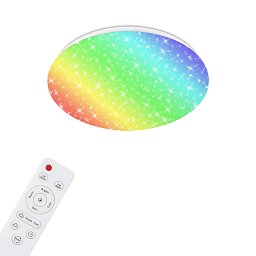 Hvězdné nebe CCT RGB LED stropní svítidlo, pr. 33 cm, 21 W, 2200 lm, bílé - BRILO Obrázek pro produkt Hvězdné nebe CCT RGB LED stropní svítidlo, pr. 33 cm, 21 W, 2200 lm, bílé - BRILO