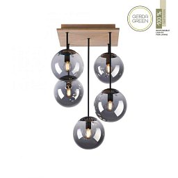 GREEN WIDO LED stropní svítidlo 5 ramenné dřevo kouřová barva v udržitelném designu IP20 - LEUCHTEN DIREKT / JUST LIGHT Obrázek pro produkt GREEN WIDO LED stropní svítidlo 5 ramenné dřevo kouřová barva v udržitelném designu IP20 - LEUCHTEN DIREKT / JUST LIGHT