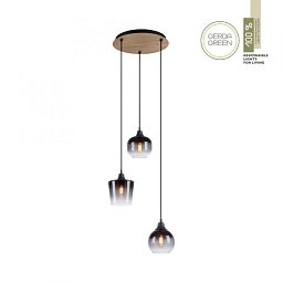 GREEN ZEA LED závěsné svítidlo dřevo 3 ramenné kouřové sklo moderní do interiéru - LEUCHTEN DIREKT / JUST LIGHT Obrázek pro produkt GREEN ZEA LED závěsné svítidlo dřevo 3 ramenné kouřové sklo moderní do interiéru - LEUCHTEN DIREKT / JUST LIGHT
