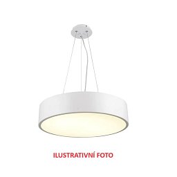 VÝPRODEJ - Závěsné svítidlo 3x E27 průměr 60cm / výška 20cm, bílá látka, 3 lanka, kabel transparentní - AULIX Obrázek pro produkt VÝPRODEJ - Závěsné svítidlo 3x E27 průměr 60cm / výška 20cm, bílá látka, 3 lanka, kabel transparentní - AULIX