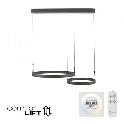 ESKO LED závěsné svítidlo černé nastavitelná výška dálkový ovladač stmívatelné CCT 2700-5000K - PAUL NEUHAUS Obrázek pro produkt ESKO LED závěsné svítidlo černé nastavitelná výška dálkový ovladač stmívatelné CCT 2700-5000K - PAUL NEUHAUS