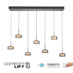 Závěsné svítidlo LED RIKA 7 ramenné černá nastavitelná výška Comfort Lift SimplyDim 3000K - PAUL NEUHAUS Obrázek pro produkt Závěsné svítidlo LED RIKA 7 ramenné černá nastavitelná výška Comfort Lift SimplyDim 3000K - PAUL NEUHAUS