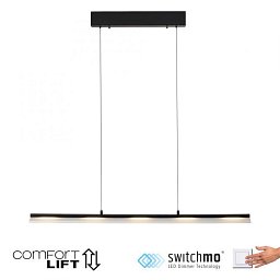 NELE LED závěsné svítidlo černé Comfor Lift nastavitelná výška krokově stmívatelné 3000K - JUST LIGHT Obrázek pro produkt NELE LED závěsné svítidlo černé Comfor Lift nastavitelná výška krokově stmívatelné 3000K - JUST LIGHT