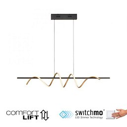 EMANDA LED závěsné svítidlo černé mosaz nastavitelná výška Comfort Lift krokově stmívatelné 3000K - JUST LIGHT Obrázek pro produkt EMANDA LED závěsné svítidlo černé mosaz nastavitelná výška Comfort Lift krokově stmívatelné 3000K - JUST LIGHT