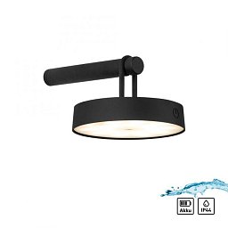 ARMA LED nástěnné svítidlo na baterie černé stmívatelné dotykem IP44 paměťová funkce 2700K - JUST LIGHT Obrázek pro produkt ARMA LED nástěnné svítidlo na baterie černé stmívatelné dotykem IP44 paměťová funkce 2700K - JUST LIGHT