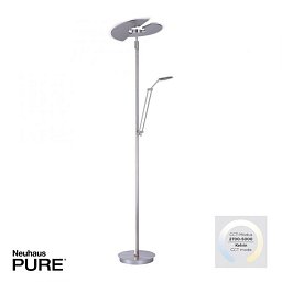 PURE Mutil LED stojací lampa osvětlení stropu stříbrná se čtecí lampou stmívatelné 2700-5000K - PAUL NEUHAUS Obrázek pro produkt PURE Mutil LED stojací lampa osvětlení stropu stříbrná se čtecí lampou stmívatelné 2700-5000K - PAUL NEUHAUS