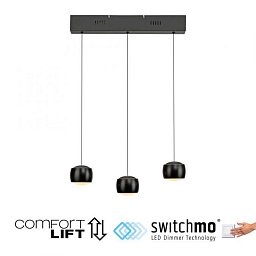 LED závěsné svítidlo černé 3 ramenné nastavitelná výška do jídelny krokově stmívatelné 3000K - JUST LIGHT Obrázek pro produkt LED závěsné svítidlo černé 3 ramenné nastavitelná výška do jídelny krokově stmívatelné 3000K - JUST LIGHT