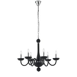 Závěsné svítidlo Alfiere, černé/chrom, 6 x E14, 74 x 178 cm - FANEUROPE Obrázek pro produkt Závěsné svítidlo Alfiere, černé/chrom, 6 x E14, 74 x 178 cm - FANEUROPE