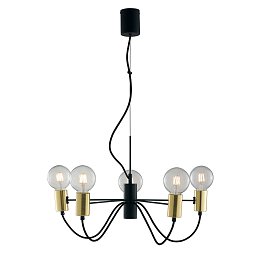 Závěsné svítidlo Axon, černé/zlaté, 5 x E27, 60 x 143 cm - FANEUROPE Obrázek pro produkt Závěsné svítidlo Axon, černé/zlaté, 5 x E27, 60 x 143 cm - FANEUROPE