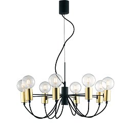 Závěsné svítidlo Axon, černé/zlaté, 8 x E27, 66 x 143 cm - FANEUROPE Obrázek pro produkt Závěsné svítidlo Axon, černé/zlaté, 8 x E27, 66 x 143 cm - FANEUROPE