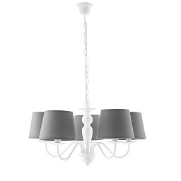 Závěsné svítidlo Favola, bílé/šedé, 5 x E14, 56 x 100 cm - FANEUROPE Obrázek pro produkt Závěsné svítidlo Favola, bílé/šedé, 5 x E14, 56 x 100 cm - FANEUROPE