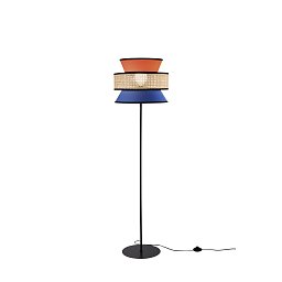Stojací lampa Gazebo oranžová + modrá + ratan, 1 x E27, pr. 40 x 145 cm - FANEUROPE Obrázek pro produkt Stojací lampa Gazebo oranžová + modrá + ratan, 1 x E27, pr. 40 x 145 cm - FANEUROPE