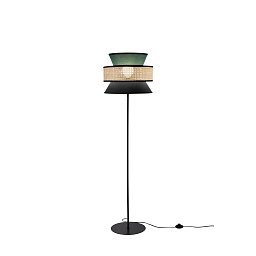 Stojací lampa Gazebo zelená + černá + ratan, 1 x E27, pr. 40 x 145 cm - FANEUROPE Obrázek pro produkt Stojací lampa Gazebo zelená + černá + ratan, 1 x E27, pr. 40 x 145 cm - FANEUROPE