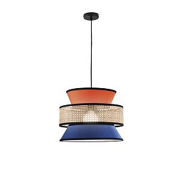 Závěsné svítidlo Gazebo (40 x 200 cm) oranžovo‑modré provedení s přírodním ratanem, patice E27, délka kabelu 210 cm - FANEUROPE Obrázek pro produkt Závěsné svítidlo Gazebo (40 x 200 cm) oranžovo‑modré provedení s přírodním ratanem, patice E27, délka kabelu 210 cm - FANEUROPE
