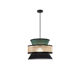 Závěsné svítidlo Gazebo (40 x 200 cm) zelené a černé provedení s přírodním ratanem, patice E27, délka kabelu 210 cm - FANEUROPE Obrázek pro produkt Závěsné svítidlo Gazebo (40 x 200 cm) zelené a černé provedení s přírodním ratanem, patice E27, délka kabelu 210 cm - FANEUROPE