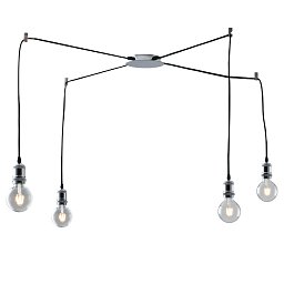 Závěsné svítidlo Groove, chromové, 4 x E27, délka 250 cm - FANEUROPE Obrázek pro produkt Závěsné svítidlo Groove, chromové, 4 x E27, délka 250 cm - FANEUROPE