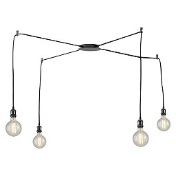 Závěsné svítidlo Groove, černé, 4 x E27, délka 250 cm - FANEUROPE Obrázek pro produkt Závěsné svítidlo Groove, černé, 4 x E27, délka 250 cm - FANEUROPE