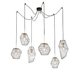 Závěsné svítidlo Kiko, černá/zlatá, 6 x E27, 65 x 250 cm - FANEUROPE Obrázek pro produkt Závěsné svítidlo Kiko, černá/zlatá, 6 x E27, 65 x 250 cm - FANEUROPE