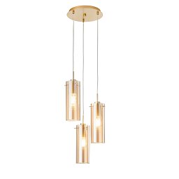 Závěsné svítidlo Magic, zlatá/jantar, 3 x E27, 27,3 x 27,3 x 150 cm - FANEUROPE Obrázek pro produkt Závěsné svítidlo Magic, zlatá/jantar, 3 x E27, 27,3 x 27,3 x 150 cm - FANEUROPE