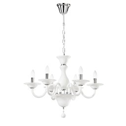 Závěsné svítidlo SOFFIO bílá/chrom, 6xE14, 66x120 cm - FANEUROPE Obrázek pro produkt Závěsné svítidlo SOFFIO bílá/chrom, 6xE14, 66x120 cm - FANEUROPE