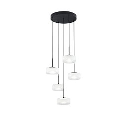 Závěsné svítidlo Emily bílá, 5 závěsů, sklo + kov, 40 W, CCT 2700/3200/4000 K, pr. 44 x 150 cm - FANEUROPE Obrázek pro produkt Závěsné svítidlo Emily bílá, 5 závěsů, sklo + kov, 40 W, CCT 2700/3200/4000 K, pr. 44 x 150 cm - FANEUROPE