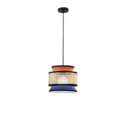 Závěsné svítidlo Gazebo oranžová + modrá + přírodní ratan, 1 x E27, pr. 26 x 206 cm - FANEUROPE Obrázek pro produkt Závěsné svítidlo Gazebo oranžová + modrá + přírodní ratan, 1 x E27, pr. 26 x 206 cm - FANEUROPE