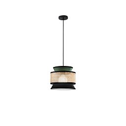 Závěsné svítidlo Gazebo (pr.26 x 206 cm) zelené a černé provedení s přírodním ratanem, patice E27, délka kabelu 200 cm - FANEUROPE Obrázek pro produkt Závěsné svítidlo Gazebo (pr.26 x 206 cm) zelené a černé provedení s přírodním ratanem, patice E27, délka kabelu 200 cm - FANEUROPE